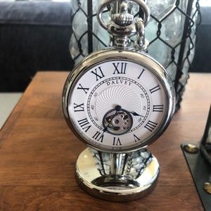 DALVEY Open-Face Pocket Watch w/Stand; Clock: Desktop